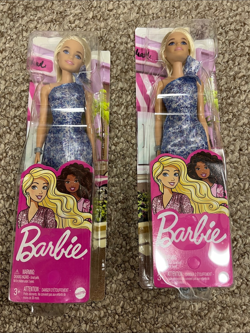 Barbie Blue Sparkle One-Shoulder Dress Dolls (Set of 2)